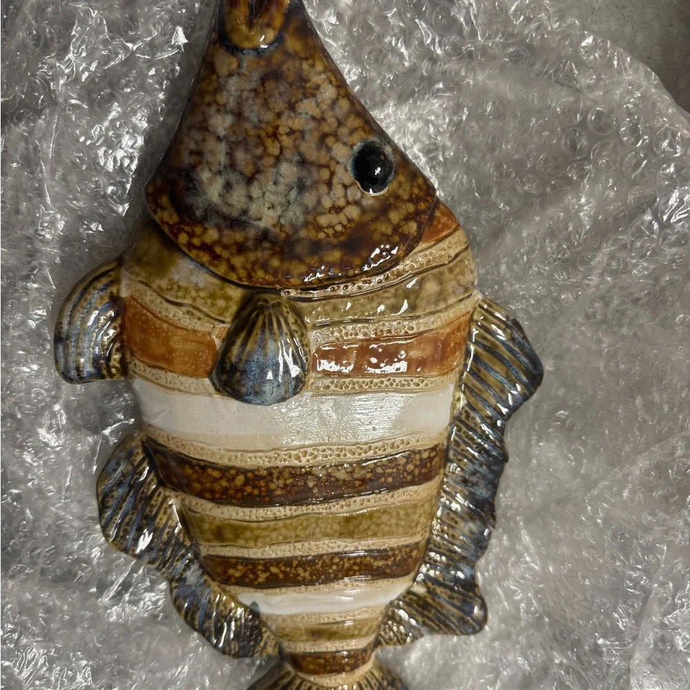 Ceramic Striped Fish Decor French majolica